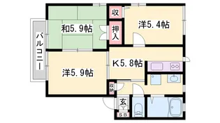サニーパークハイツ【201号室】の間取り