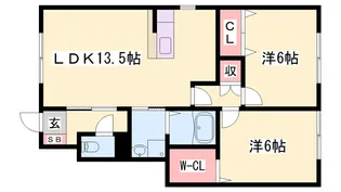 ぐりーんひまわり【1階】の間取り