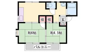 オークハイツ加古川【102号室】の間取り
