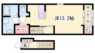 ラポール・メゾンB【2階】の間取り