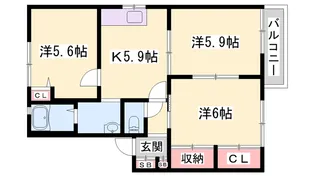 はぴねすハイツ喜田【1階】の間取り