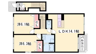 クール・ヴィヴァーチェB【204号室】の間取り