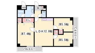 サンヴェール坊垣【5階】の間取り