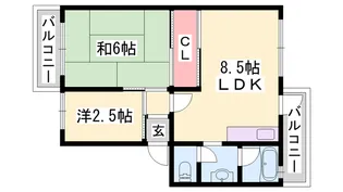 砥堀第二コーポラス【306号室】の間取り