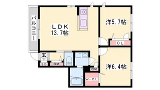 グランメール小坂【1階】の間取り