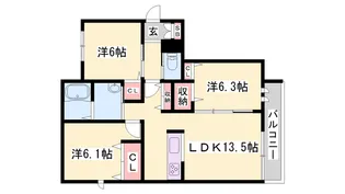 シャーメゾン構【1階】の間取り