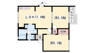 ベルハイツ野里【2階】の間取り