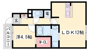 ラウレア西庄【102号室】の間取り