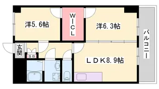インタービレッジ野里【206号室】の間取り
