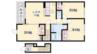 オアシス上ノ茶屋【2階】の間取り