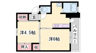 ビレッジハウス小坂【1-504号室】の間取り