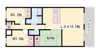 ロック雅【3-E号室】の間取り