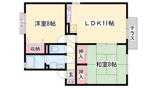 セジュールヒルトップ B棟【202号室】の間取り