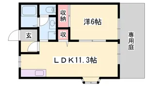 フラワービレッジ茉琴【1階】の間取り