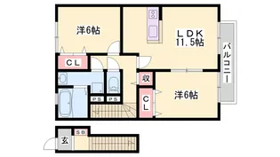 ローズコート野添 A棟【2階】の間取り