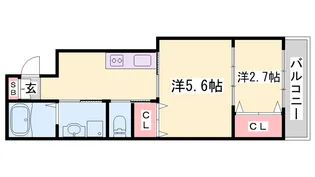 コティ網干【302号室】の間取り