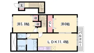 ウエスト アヴェニュー B【2階】の間取り