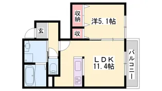 ルミエール北脇Ⅱ【1階】の間取り