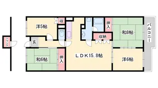 花の北ハイツB【4階】の間取り