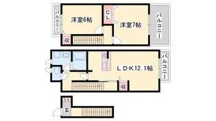 2LDKの間取り画像