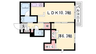メゾン ラ・ソルピアB棟【1階】の間取り