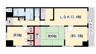 キャッスルコート福崎【403号室】の間取り