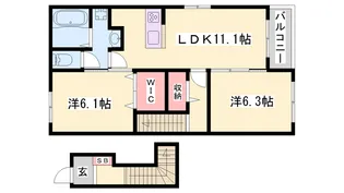 フクダ パーク サイドⅠ【2階】の間取り