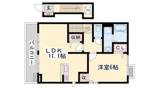 アンソレイエ飾磨 Ⅱ番館【2階】の間取り