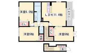 メゾンカルフールB【2階】の間取り