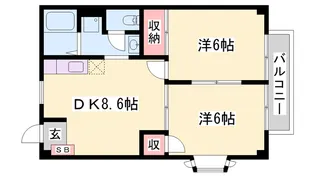 エスポワール御立B【1階】の間取り