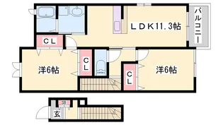 シンヴィオシスD【2階】の間取り