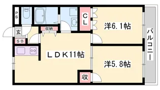 サンフラワー新宮【1階】の間取り