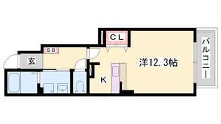アメニティアミノウチB【102号室】の間取り