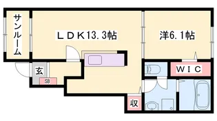 メゾングレーヌ勝原B【1階】の間取り