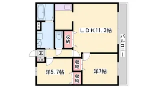 ウエストリバーB【2階】の間取り