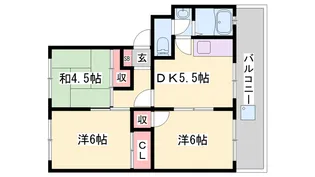 ル・シェルブルーはりま【404号室】の間取り