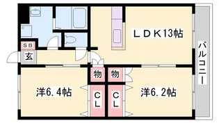 グラッチェⅡ番館【2階】の間取り