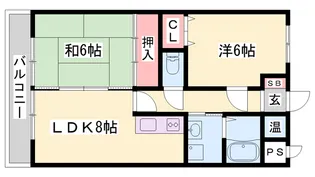 リバーサイド白鷺【3階】の間取り
