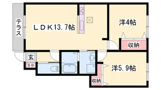 フェリア山崎【1階】の間取り