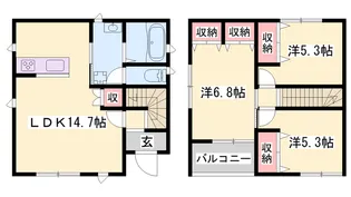 兵庫県加東市南山2丁目【テラスハウス】の間取り