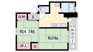 ビレッジハウス小坂【1-206号室】の間取り