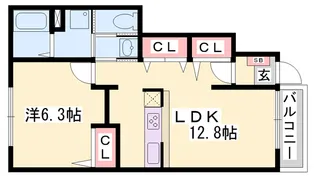 フローラ砥堀B【1階】の間取り