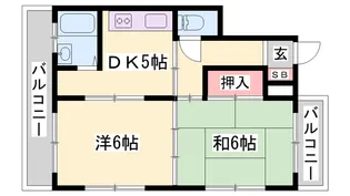 京口セントラルハイツ【2F-W号室】の間取り