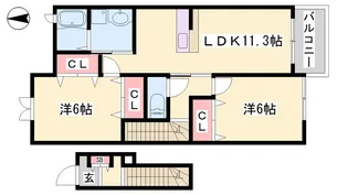シンヴィオシスD【2階】の間取り