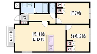 シャン・ド・フルール【1階】の間取り