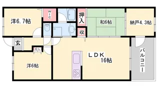 ライフコート北野【109号室】の間取り
