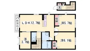 セントリビエ下滝野【B201号室】の間取り