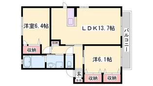 シャーメゾンたつのC【2階】の間取り