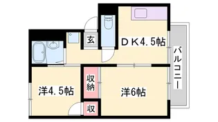 第二野里ハイツ【1階】の間取り