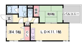 リッチウォーク城の東【4-D号室】の間取り